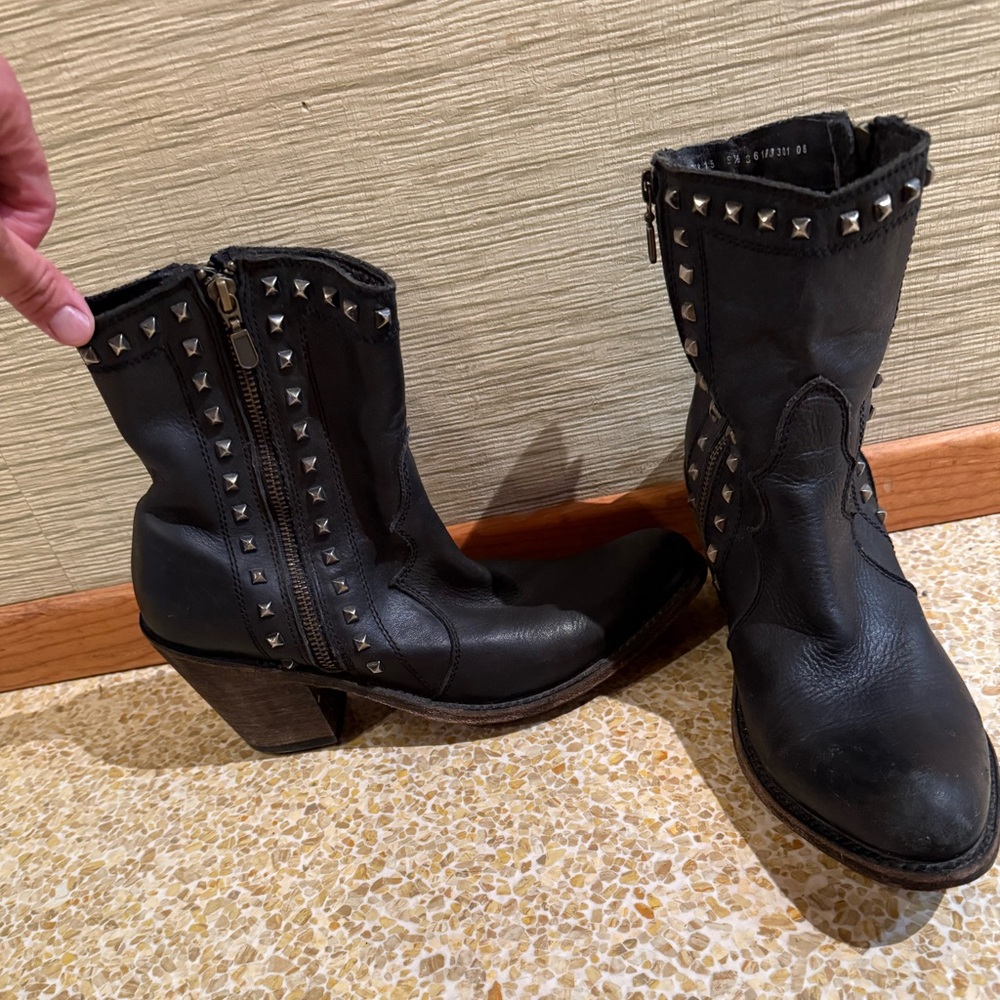 LIBERTY Black Studded Ankle Booties